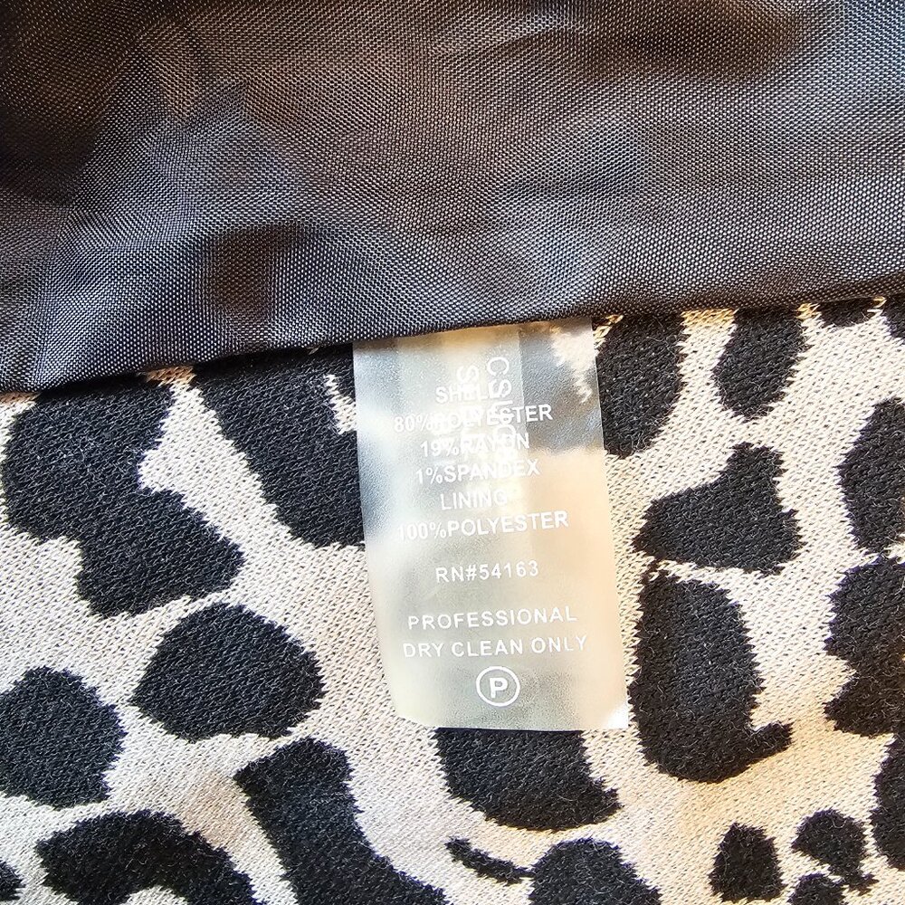 Calvin Klein Leopard Print Ruffle Front Blazer Jacket Open Front - Picture 9 of 11